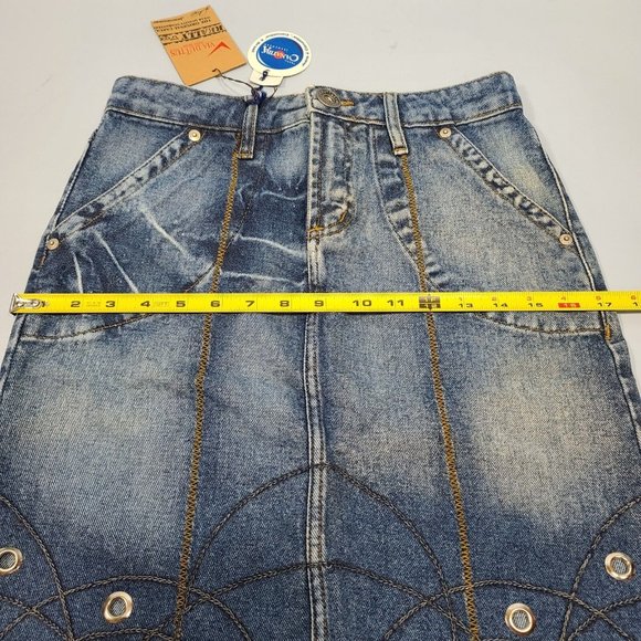 VIA DUTTUS 20" Brazilian Denim Blue Jean Skirt Womens Size 0 NWT - Picture 11 of 11